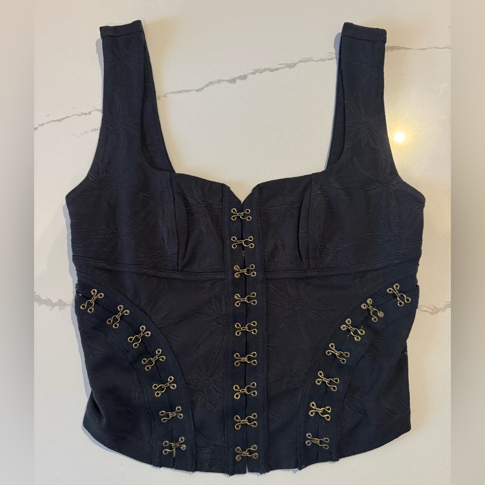 Elegant Black Corset Top • FREE PEOPLE •